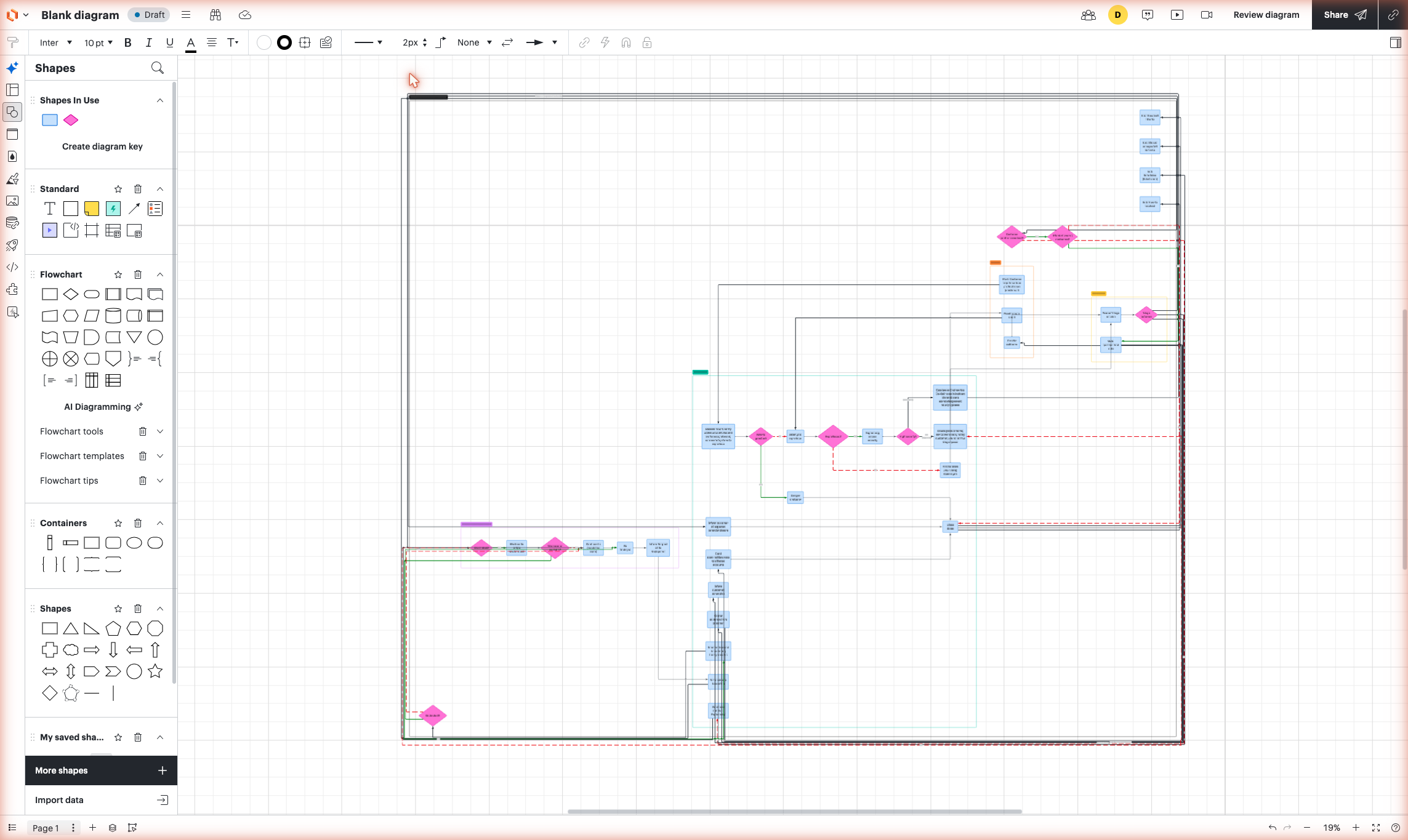 Lucidchart prompt B: large swimlane process map for the support escalation transcript